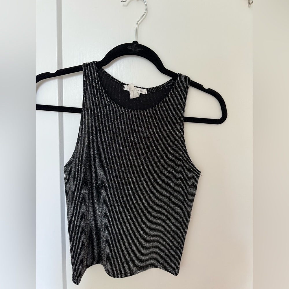 Black and Silver Sleeveless Top